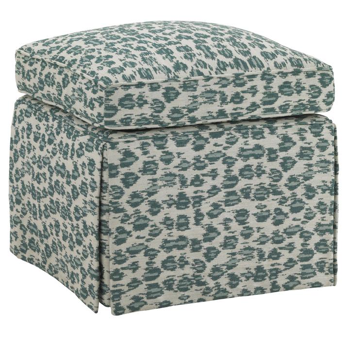 Tommy Bahama Home Ivory Key 758844 Square Half Moon Caye Ottoman with Skirt Base Baer's